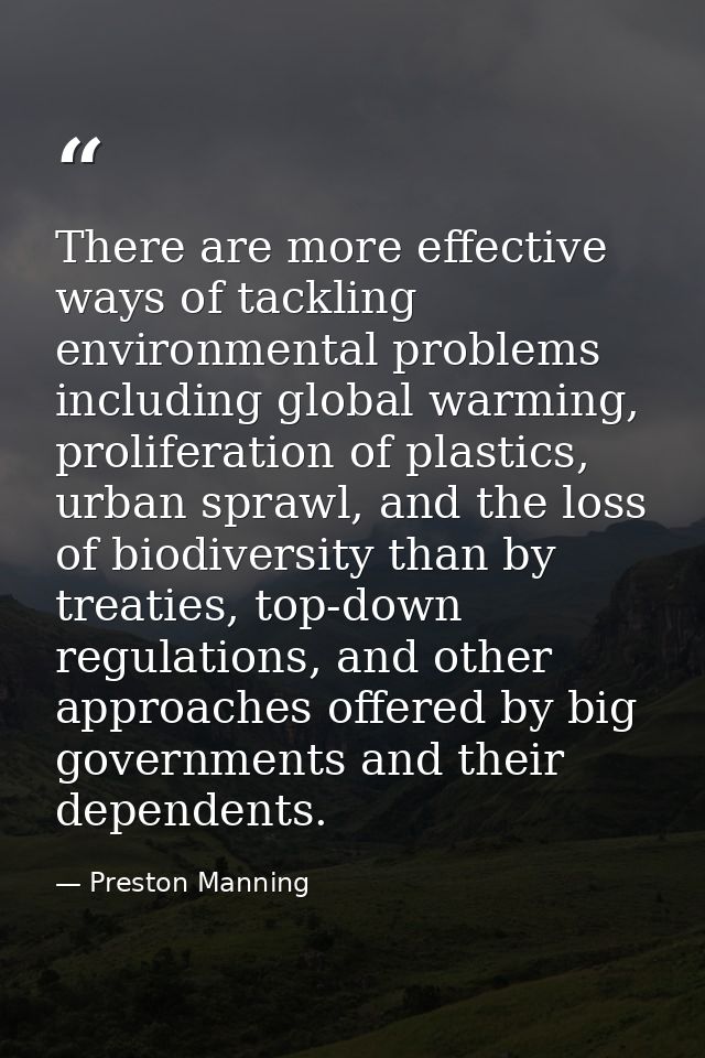 There are more effective ways of tackling environmental problems including global warming, proliferation of plastics, ur — Preston Manning