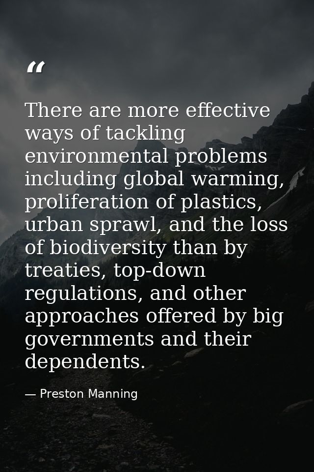 There are more effective ways of tackling environmental problems including global warming, proliferation of plastics, ur — Preston Manning