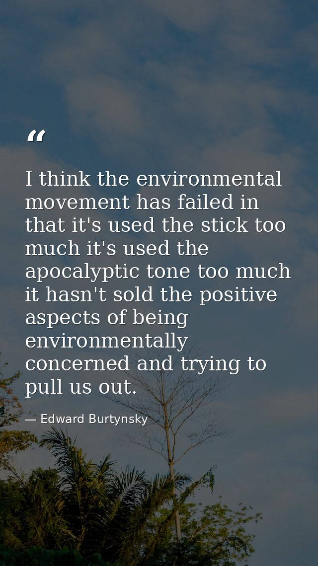 I think the environmental movement has failed in that it's used the stick too much it's used the apocalyptic tone too mu — Edward Burtynsky
