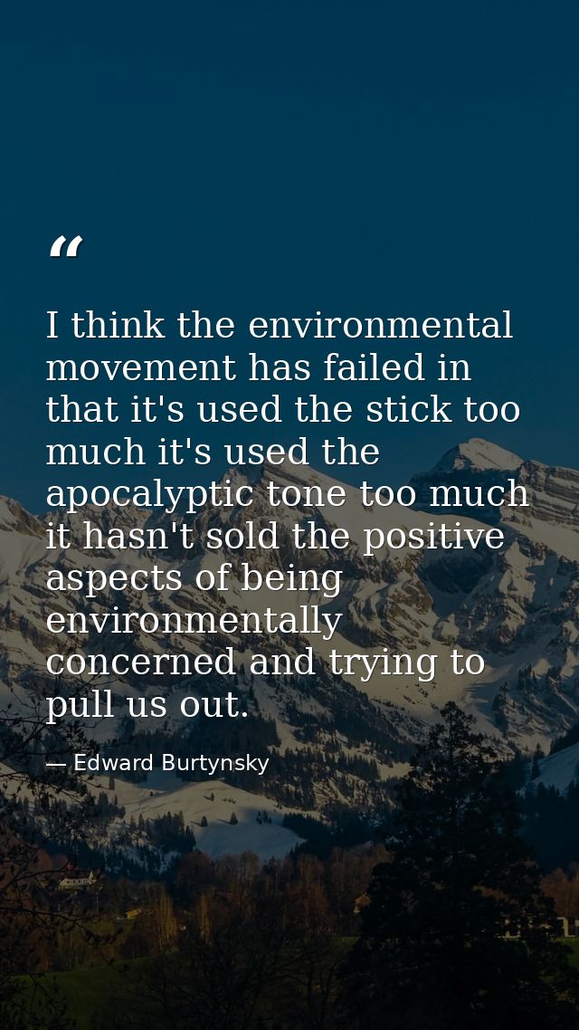 I think the environmental movement has failed in that it's used the stick too much it's used the apocalyptic tone too mu — Edward Burtynsky