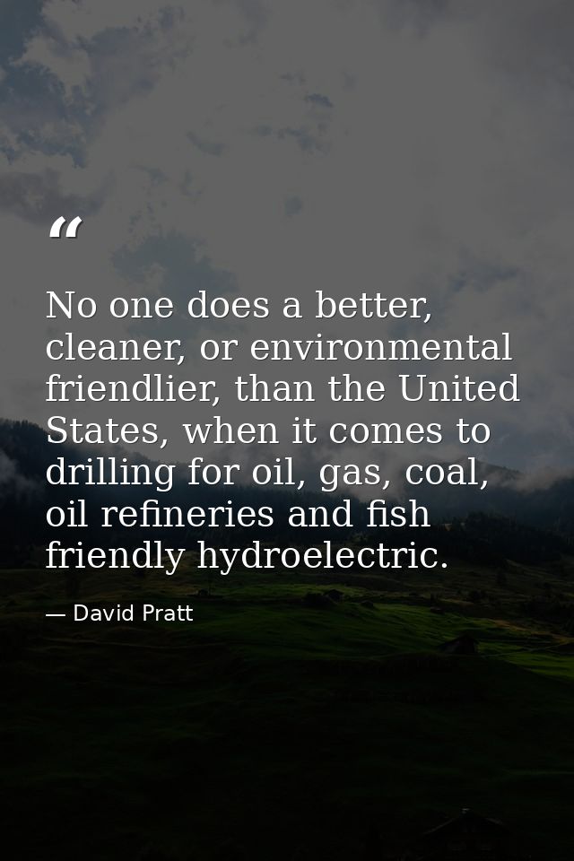 No one does a better, cleaner, or environmental friendlier, than the United States, when it comes to drilling for oil, g — David Pratt