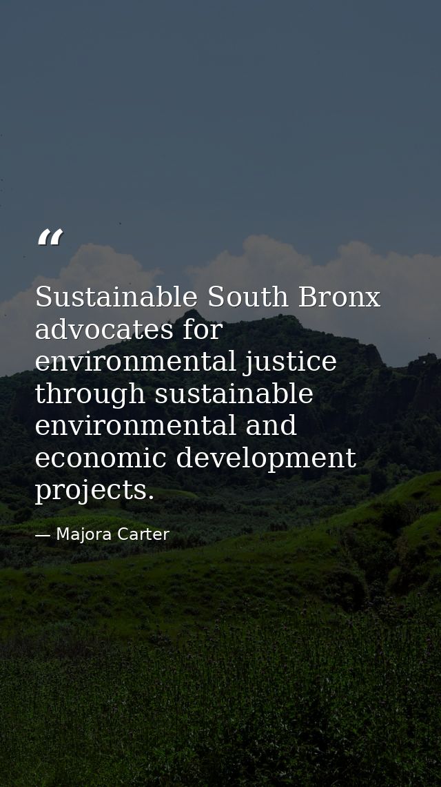 Sustainable South Bronx advocates for environmental justice through sustainable environmental and economic development p — Majora Carter