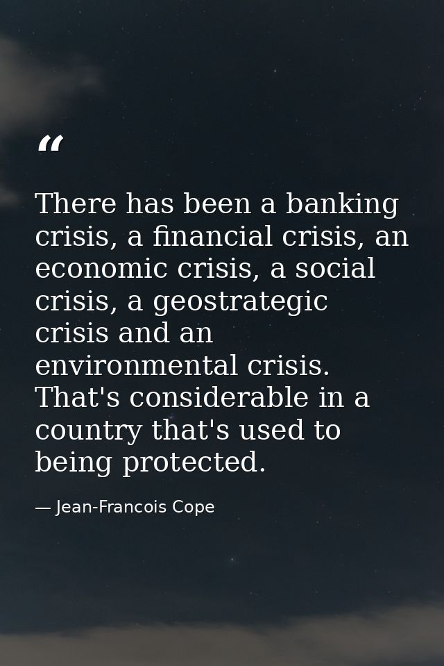 There has been a banking crisis, a financial crisis, an economic crisis, a social crisis, a geostrategic crisis and an e — Jean-Francois Cope