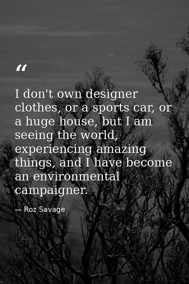I don't own designer clothes, or a sports car, or a huge house, but I am seeing the world, experiencing amazing things,  — Roz Savage