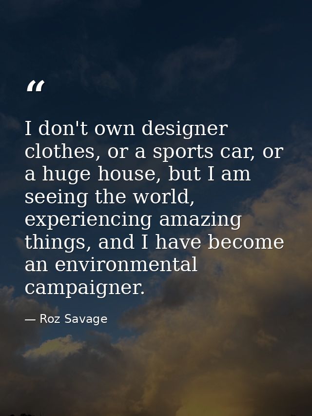 I don't own designer clothes, or a sports car, or a huge house, but I am seeing the world, experiencing amazing things,  — Roz Savage