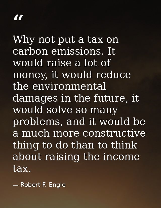 Why not put a tax on carbon emissions. It would raise a lot of money, it would reduce the environmental damages in the f — Robert F. Engle