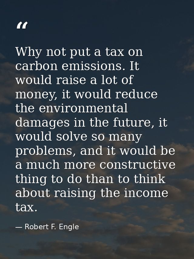 Why not put a tax on carbon emissions. It would raise a lot of money, it would reduce the environmental damages in the f — Robert F. Engle