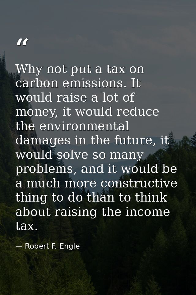 Why not put a tax on carbon emissions. It would raise a lot of money, it would reduce the environmental damages in the f — Robert F. Engle