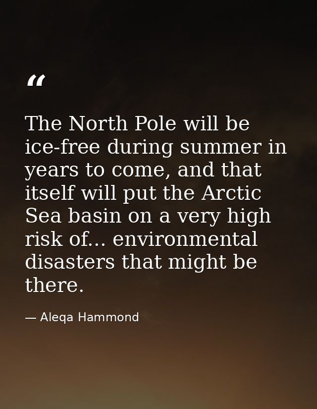 The North Pole will be ice-free during summer in years to come, and that itself will put the Arctic Sea basin on a very  — Aleqa Hammond