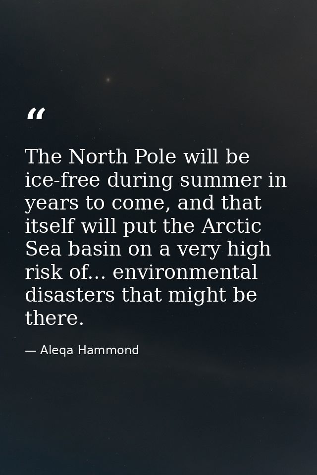 The North Pole will be ice-free during summer in years to come, and that itself will put the Arctic Sea basin on a very  — Aleqa Hammond
