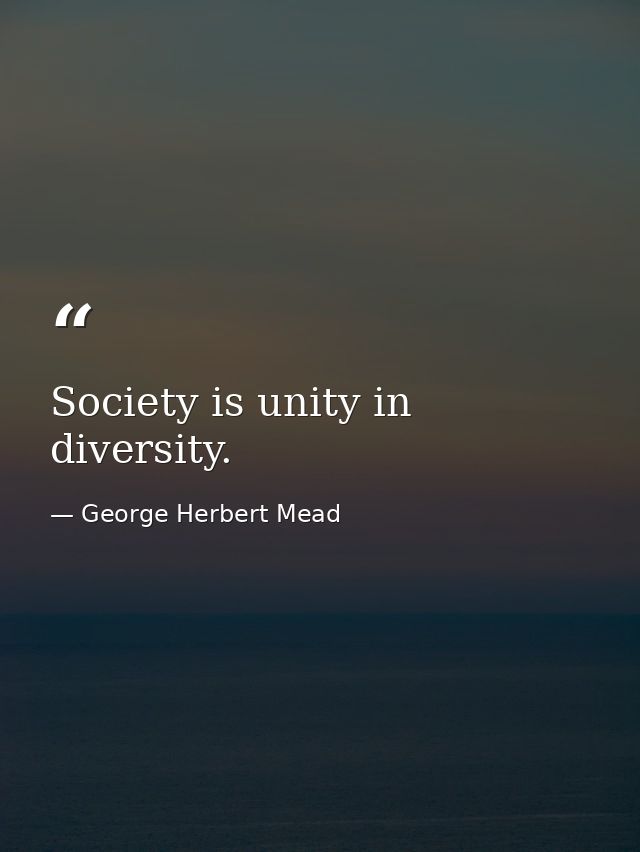 Society is unity in diversity. — George Herbert Mead