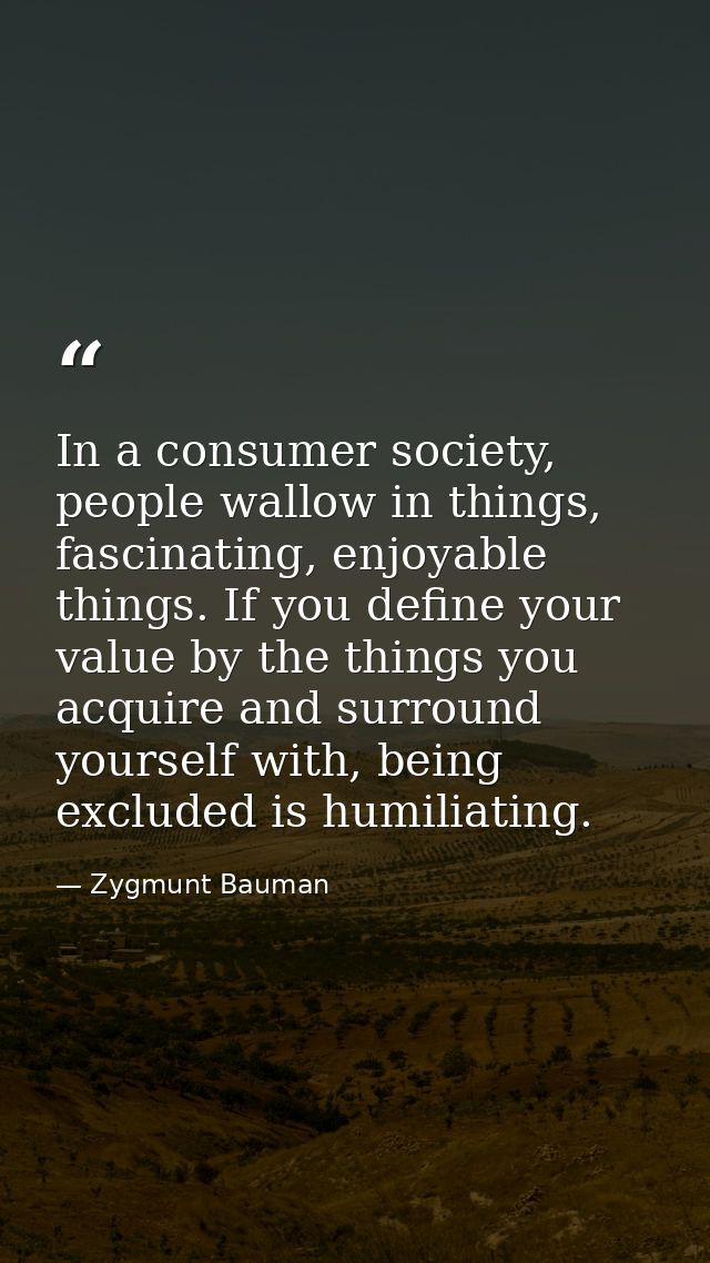 In a consumer society, people wallow in things, fascinating, enjoyable things. If you define your value by the things yo — Zygmunt Bauman