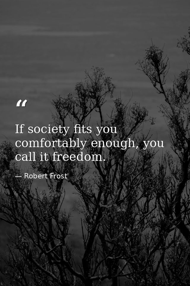 If society fits you comfortably enough, you call it freedom. — Robert Frost