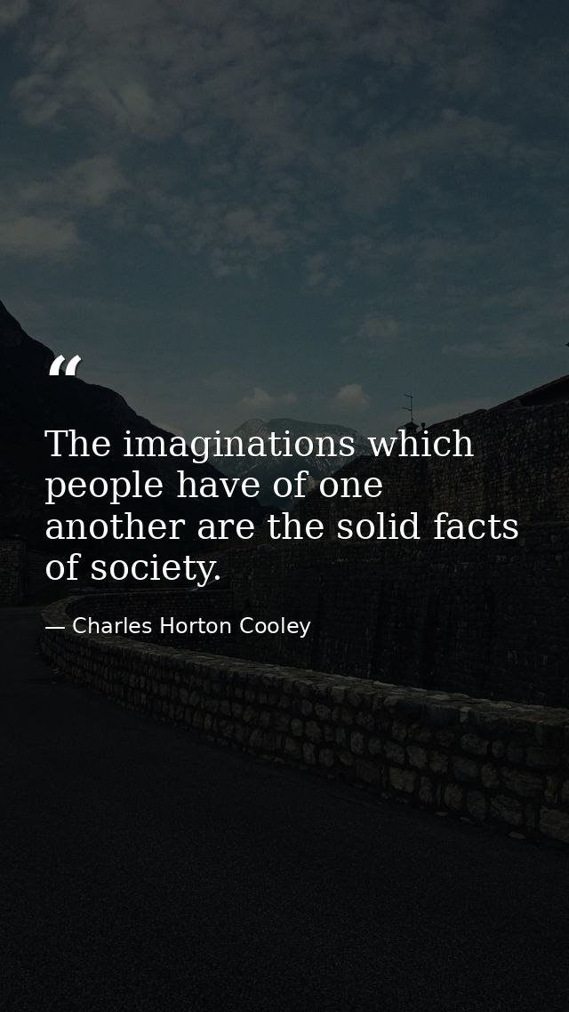 The imaginations which people have of one another are the solid facts of society. — Charles Horton Cooley