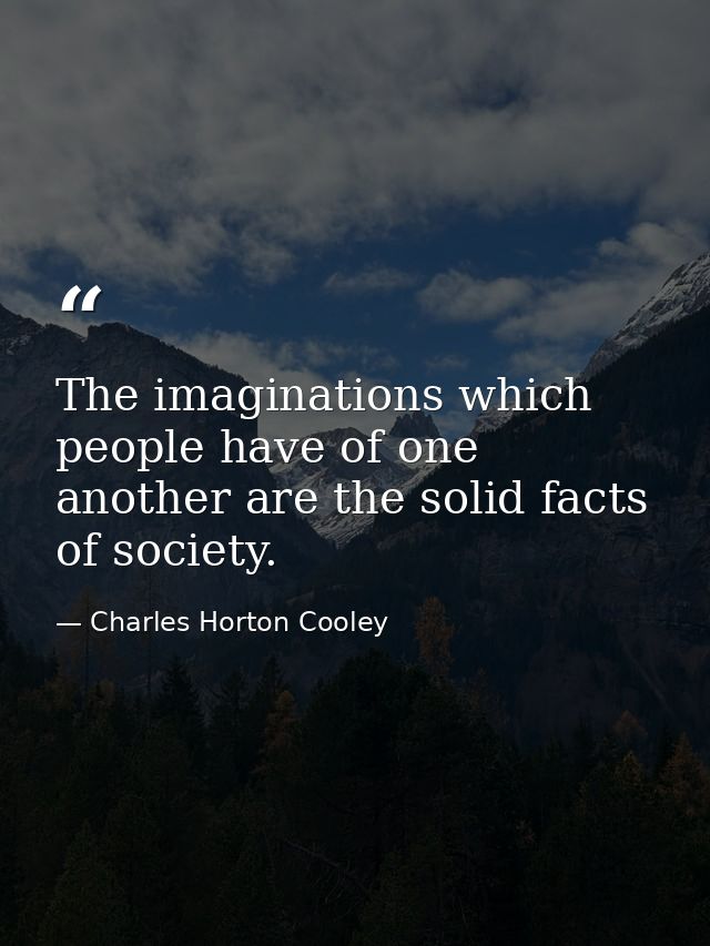 The imaginations which people have of one another are the solid facts of society. — Charles Horton Cooley