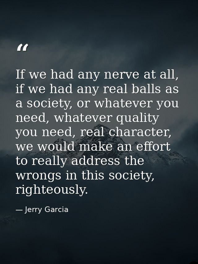 If we had any nerve at all, if we had any real balls as a society, or whatever you need, whatever quality you need, real — Jerry Garcia