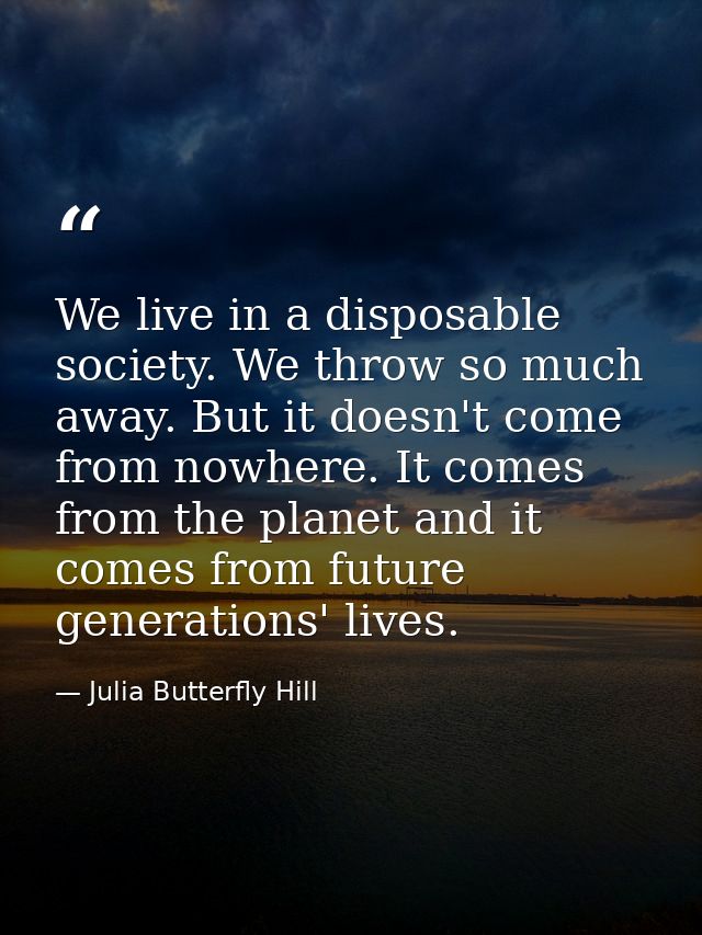 We live in a disposable society. We throw so much away. But it doesn't come from nowhere. It comes from the planet and i — Julia Butterfly Hill