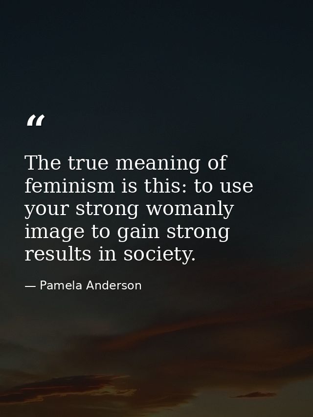 The true meaning of feminism is this: to use your strong womanly image to gain strong results in society. — Pamela Anderson