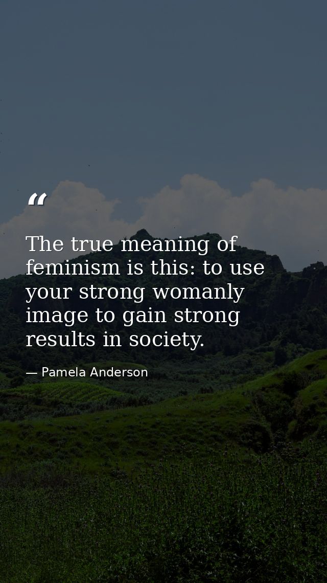 The true meaning of feminism is this: to use your strong womanly image to gain strong results in society. — Pamela Anderson