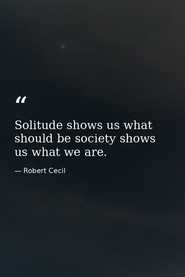 Solitude shows us what should be society shows us what we are. — Robert Cecil
