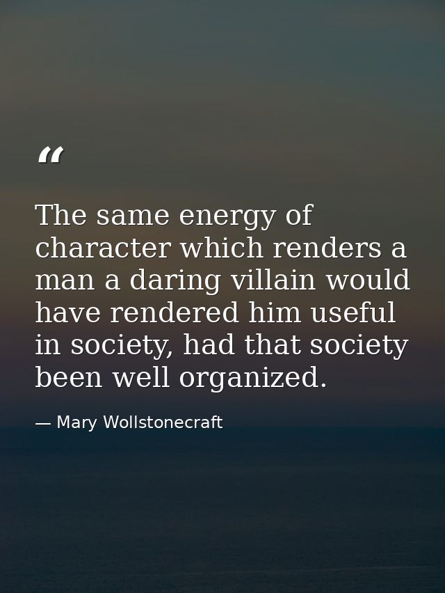 The same energy of character which renders a man a daring villain would have rendered him useful in society, had that so — Mary Wollstonecraft