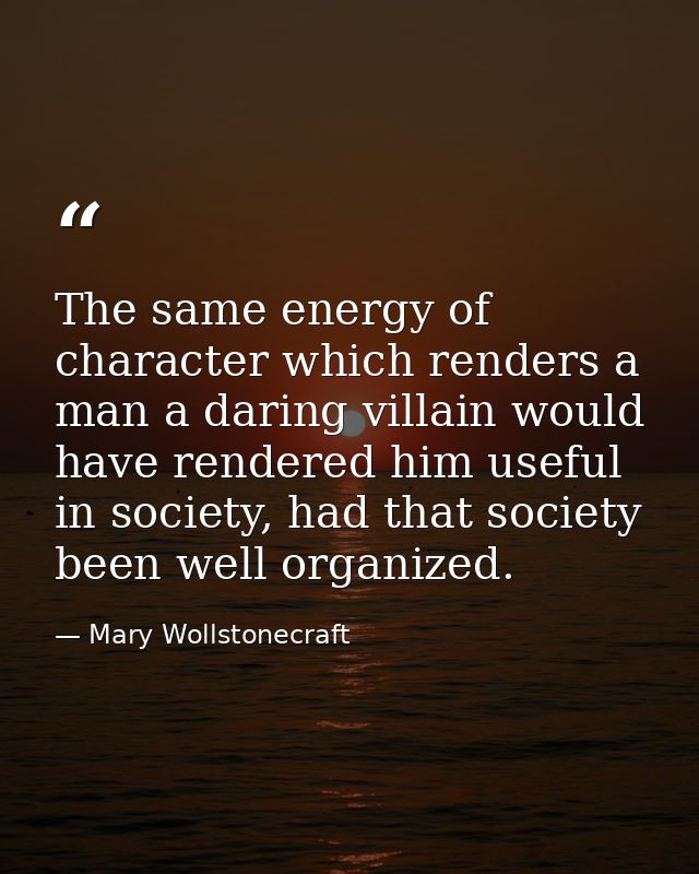 The same energy of character which renders a man a daring villain would have rendered him useful in society, had that so — Mary Wollstonecraft