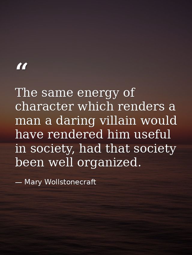 The same energy of character which renders a man a daring villain would have rendered him useful in society, had that so — Mary Wollstonecraft