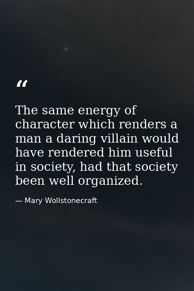 The same energy of character which renders a man a daring villain would have rendered him useful in society, had that so — Mary Wollstonecraft