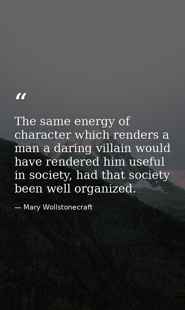 The same energy of character which renders a man a daring villain would have rendered him useful in society, had that so — Mary Wollstonecraft
