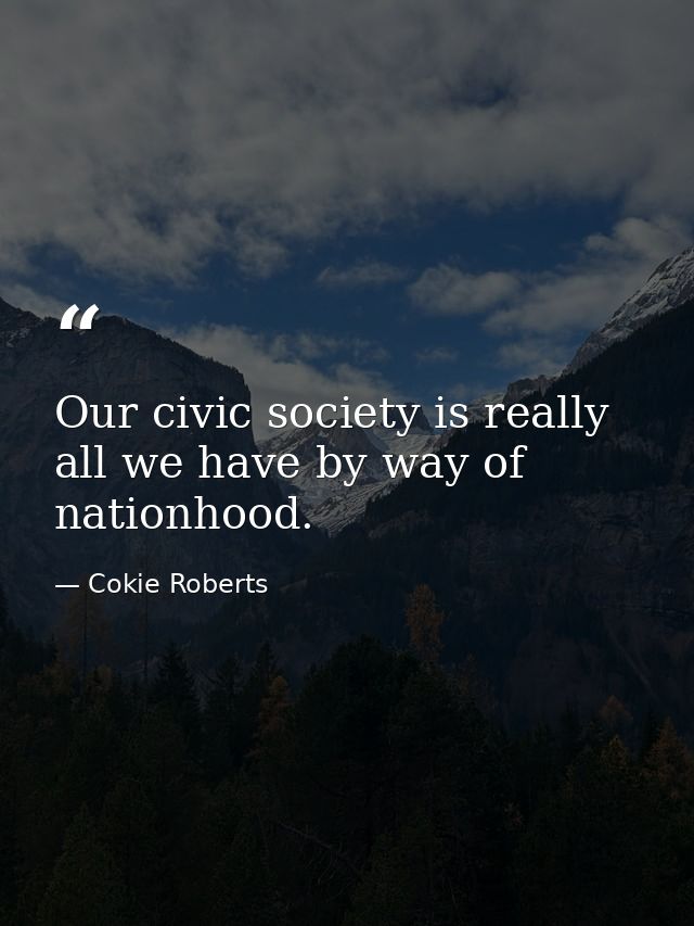 Our civic society is really all we have by way of nationhood. — Cokie Roberts