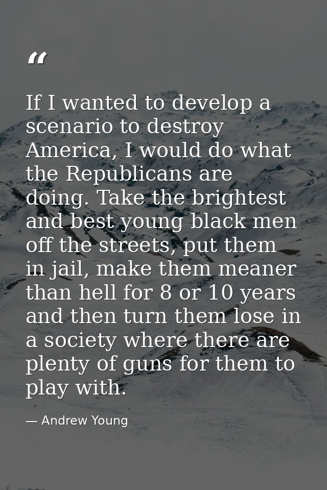 If I wanted to develop a scenario to destroy America, I would do what the Republicans are doing. Take the brightest and  — Andrew Young