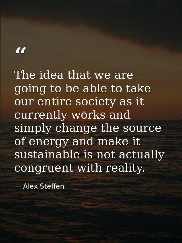 The idea that we are going to be able to take our entire society as it currently works and simply change the source of e — Alex Steffen