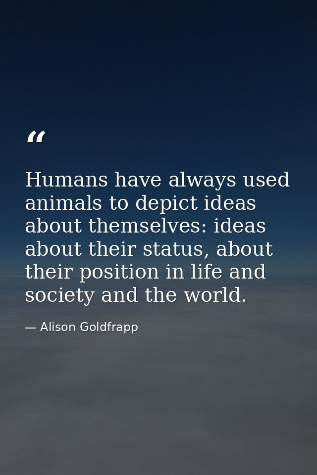 Humans have always used animals to depict ideas about themselves: ideas about their status, about their position in life — Alison Goldfrapp