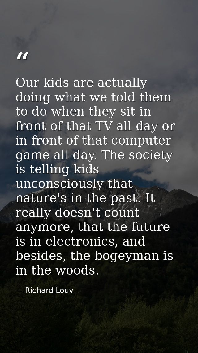 Our kids are actually doing what we told them to do when they sit in front of that TV all day or in front of that comput — Richard Louv