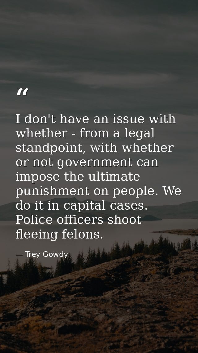 I don't have an issue with whether - from a legal standpoint, with whether or not government can impose the ultimate pun — Trey Gowdy