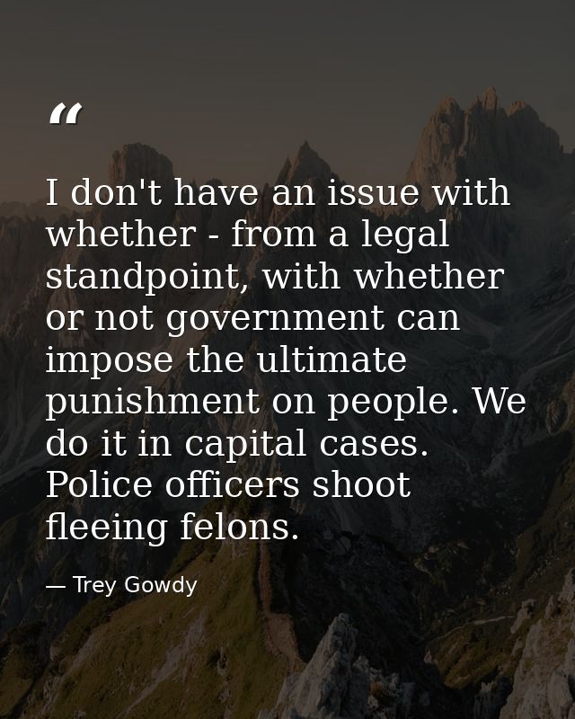 I don't have an issue with whether - from a legal standpoint, with whether or not government can impose the ultimate pun — Trey Gowdy