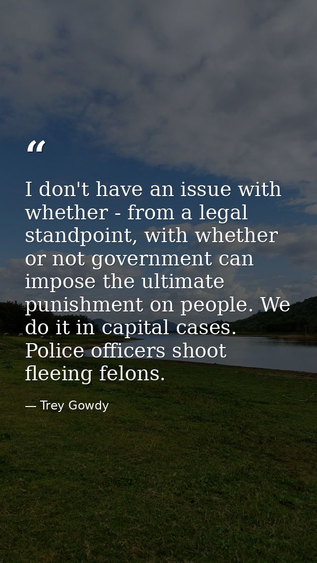 I don't have an issue with whether - from a legal standpoint, with whether or not government can impose the ultimate pun — Trey Gowdy