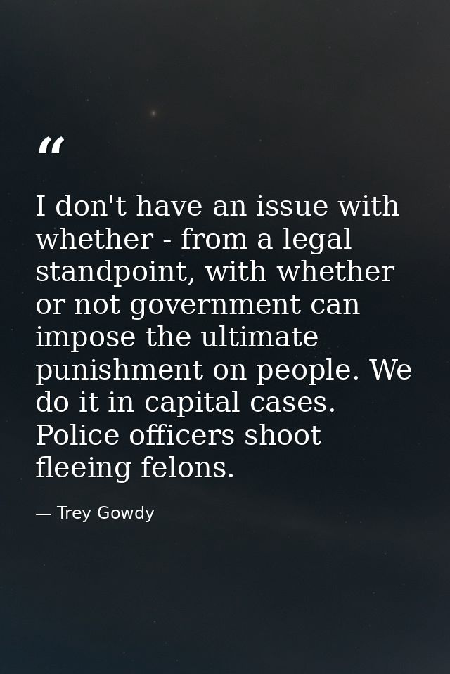 I don't have an issue with whether - from a legal standpoint, with whether or not government can impose the ultimate pun — Trey Gowdy