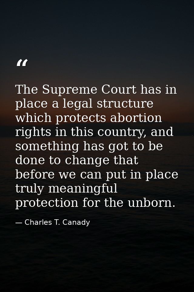 The Supreme Court has in place a legal structure which protects abortion rights in this country, and something has got t — Charles T. Canady