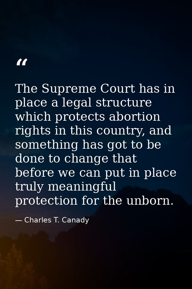 The Supreme Court has in place a legal structure which protects abortion rights in this country, and something has got t — Charles T. Canady