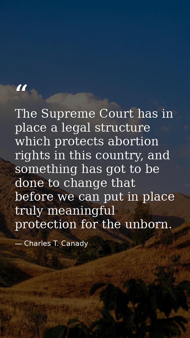 The Supreme Court has in place a legal structure which protects abortion rights in this country, and something has got t — Charles T. Canady
