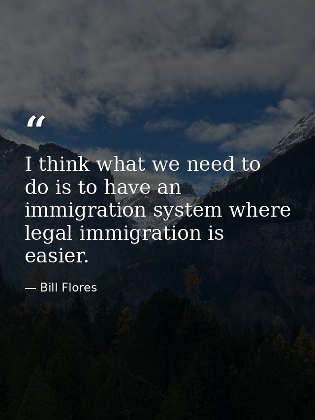 I think what we need to do is to have an immigration system where legal immigration is easier. — Bill Flores