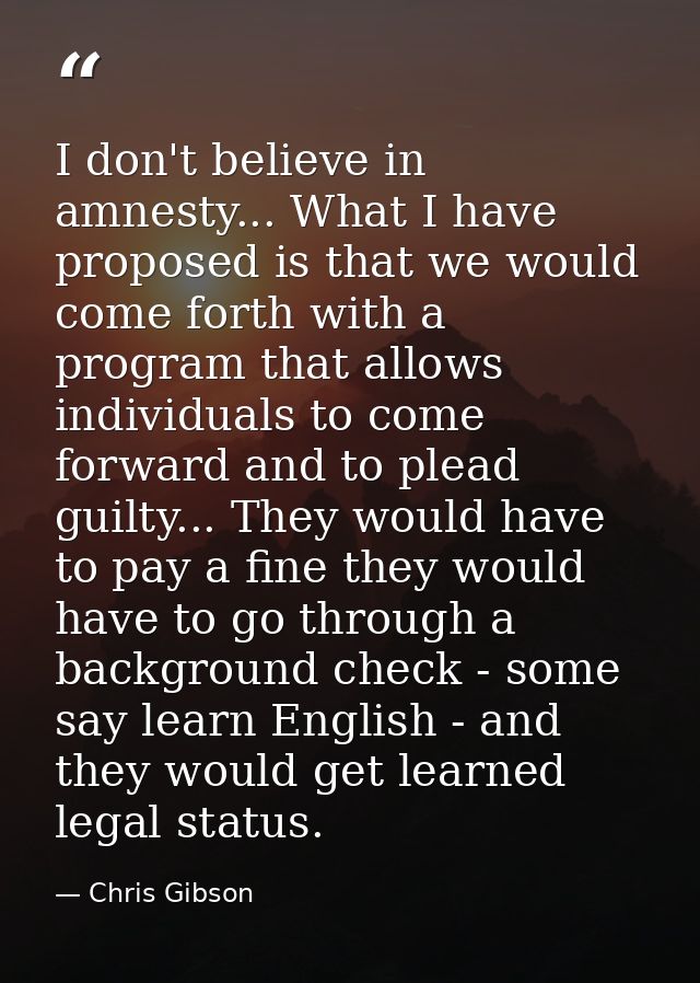 I don't believe in amnesty... What I have proposed is that we would come forth with a program that allows individuals to — Chris Gibson