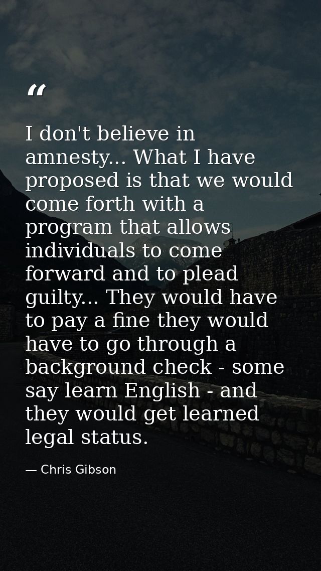 I don't believe in amnesty... What I have proposed is that we would come forth with a program that allows individuals to — Chris Gibson