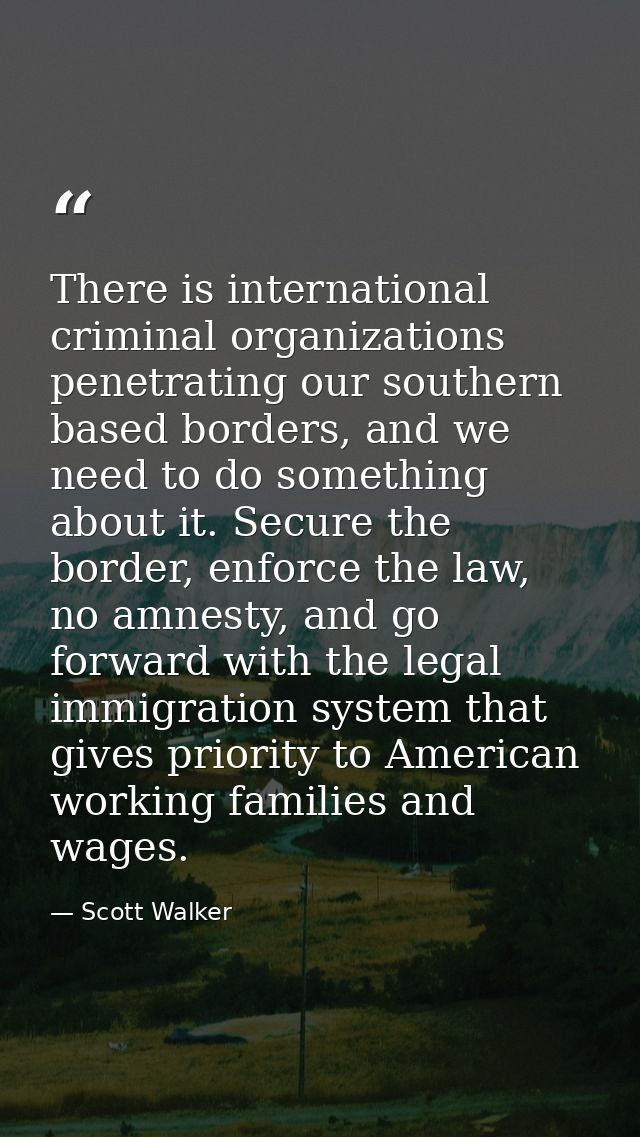 There is international criminal organizations penetrating our southern based borders, and we need to do something about  — Scott Walker