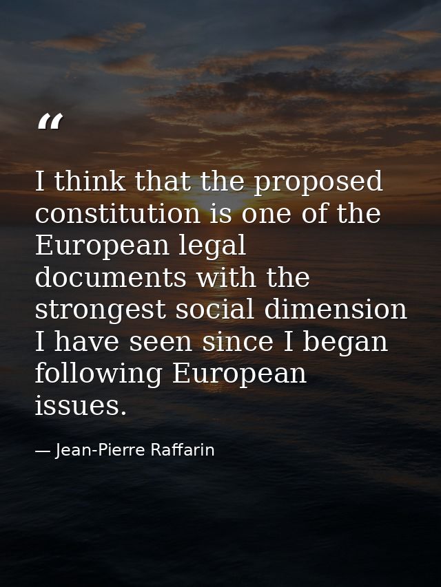 I think that the proposed constitution is one of the European legal documents with the strongest social dimension I have — Jean-Pierre Raffarin
