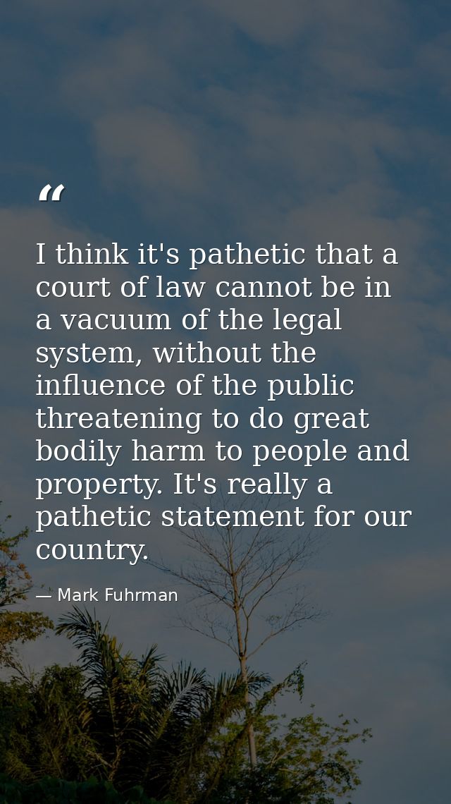 I think it's pathetic that a court of law cannot be in a vacuum of the legal system, without the influence of the public — Mark Fuhrman