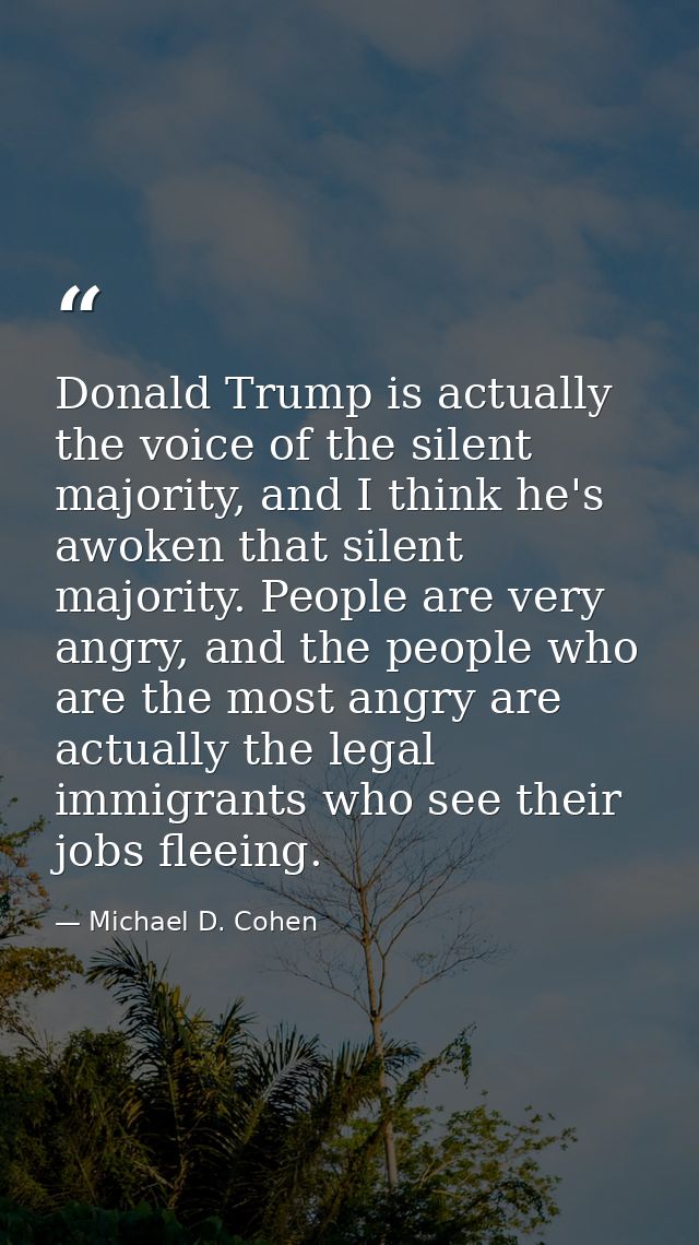 Donald Trump is actually the voice of the silent majority, and I think he's awoken that silent majority. People are very — Michael D. Cohen