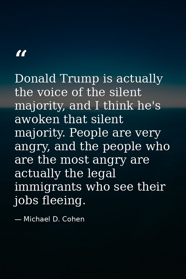 Donald Trump is actually the voice of the silent majority, and I think he's awoken that silent majority. People are very — Michael D. Cohen