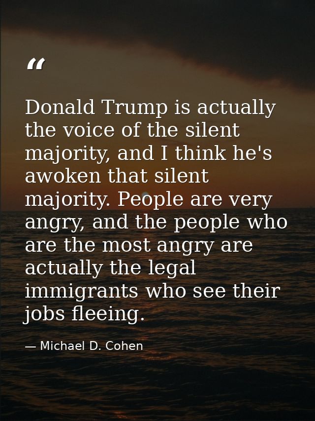 Donald Trump is actually the voice of the silent majority, and I think he's awoken that silent majority. People are very — Michael D. Cohen